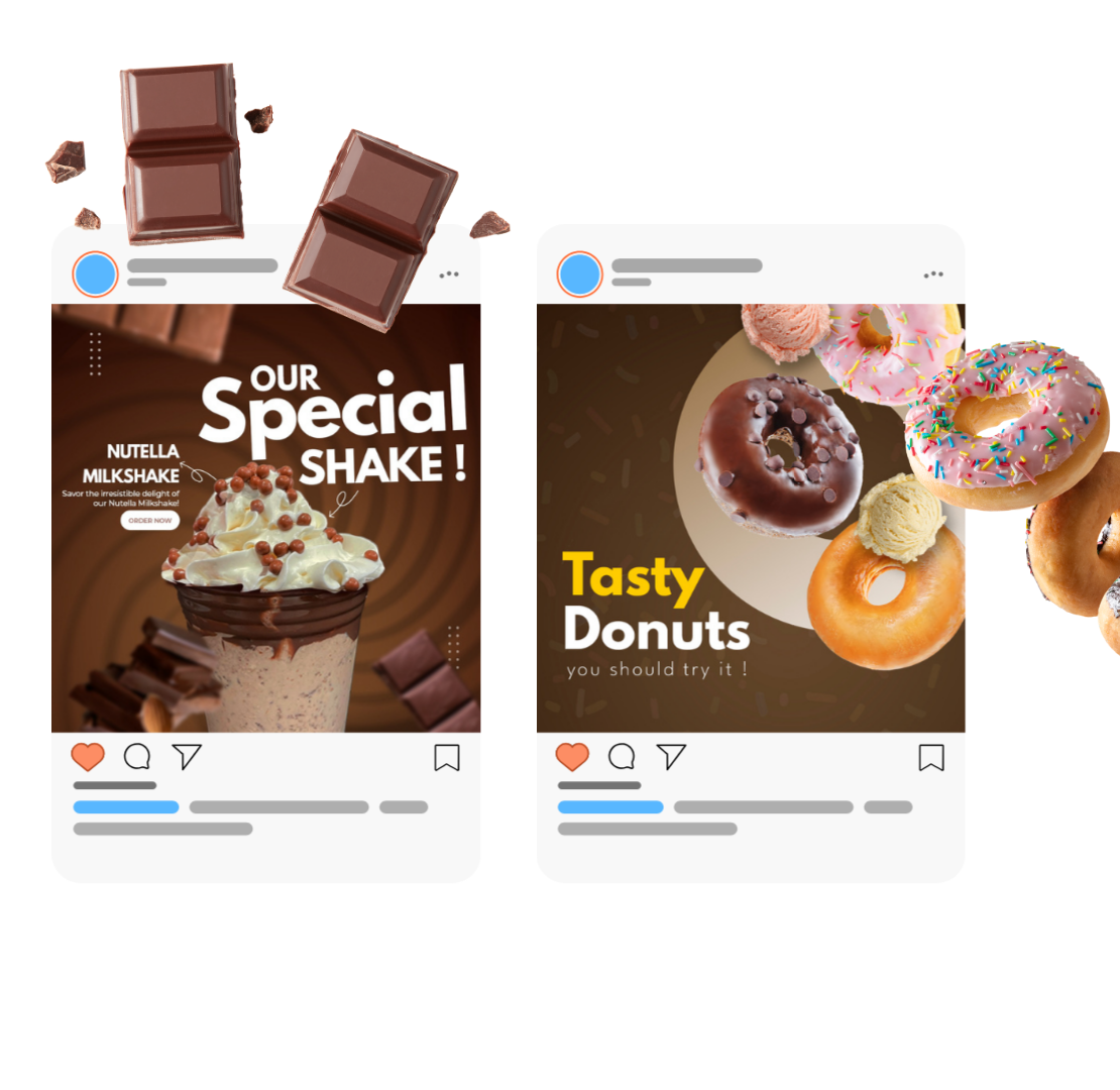 Dessert promotional ad design visuals for social media